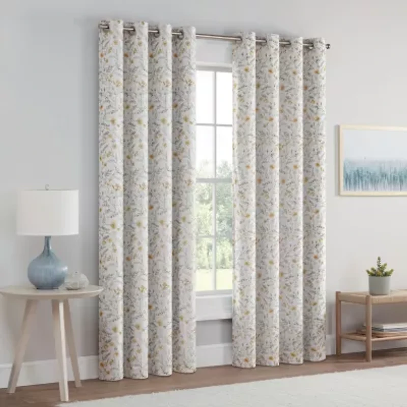 Eclipse Dutchess Botanical Grommet Top 100% Blackout Single Curtain Panel