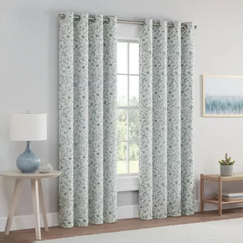 Eclipse Dutchess Botanical Grommet Top 100% Blackout Single Curtain Panel