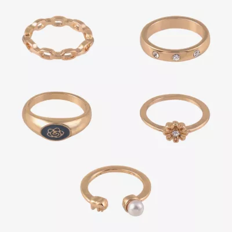 Arizona Gold Tone Womens Flower Ring Set