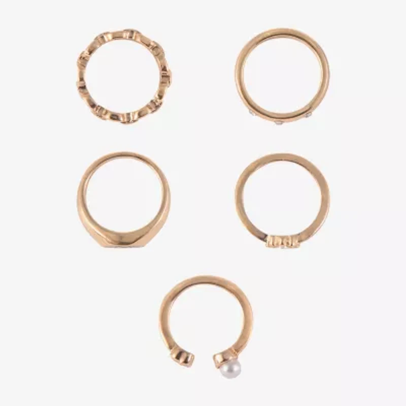 Arizona Gold Tone Womens Flower Ring Set
