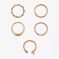 Arizona Gold Tone Womens Flower Ring Set