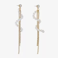 Bijoux Bar Gold Tone Womens Glass Simulated Pearl Hypoallergenic Drop Earrings