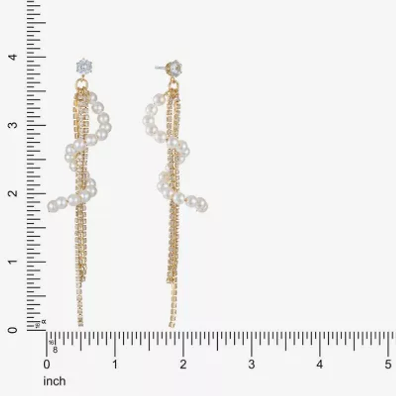 Bijoux Bar Gold Tone Womens Glass Simulated Pearl Hypoallergenic Drop Earrings