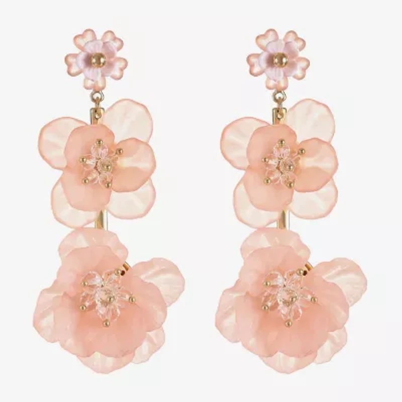 Bijoux Bar Womens Flower Hypoallergenic Drop Earrings