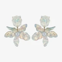 Bijoux Bar Womens Simulated Pearl Flower Hypoallergenic Drop Earrings