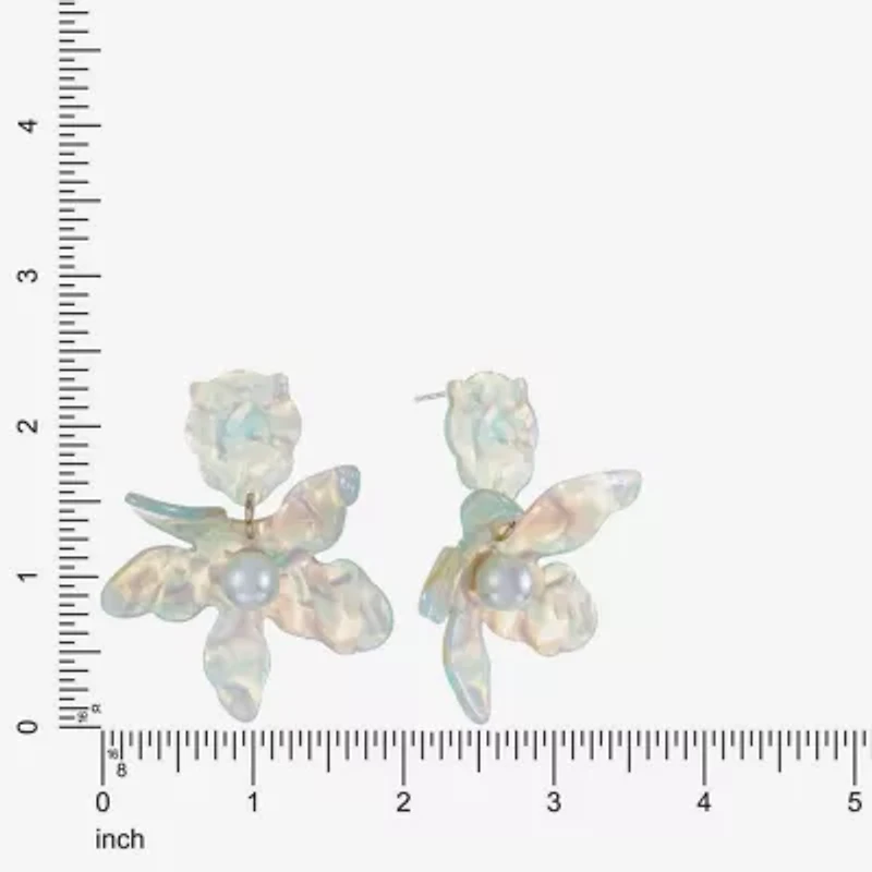 Bijoux Bar Womens Simulated Pearl Flower Hypoallergenic Drop Earrings