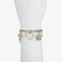 Bijoux Bar Gold Tone Bee Womens Bow Butterfly Flower Charm Bracelet