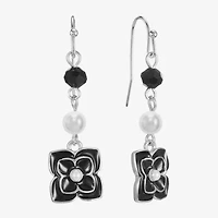 Mixit Silver Tone Womens Simulated Pearl Flower Drop Earrings