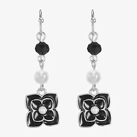 Mixit Silver Tone Womens Simulated Pearl Flower Drop Earrings