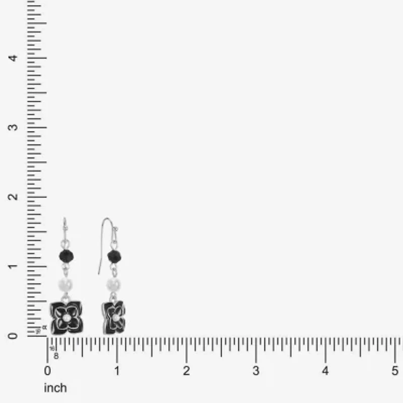 Mixit Silver Tone Womens Simulated Pearl Flower Drop Earrings