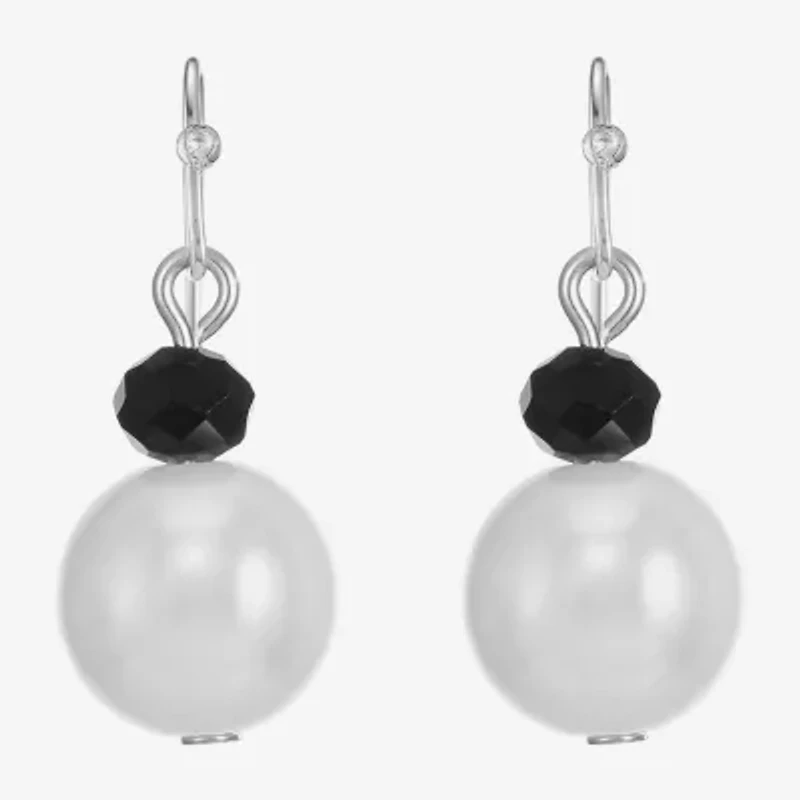 Mixit Silver Tone Womens Simulated Pearl Drop Earrings