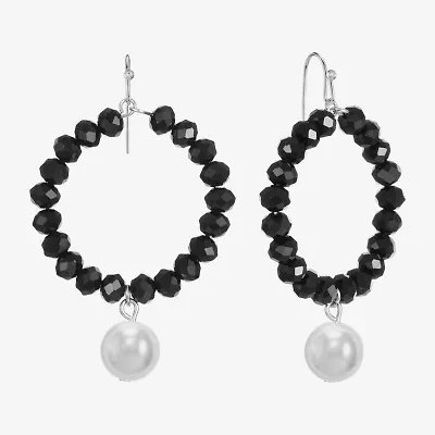 Mixit Silver Tone Womens Simulated Pearl Drop Earrings