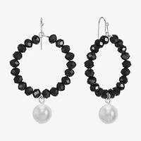 Mixit Silver Tone Womens Simulated Pearl Drop Earrings