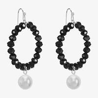 Mixit Silver Tone Womens Simulated Pearl Drop Earrings