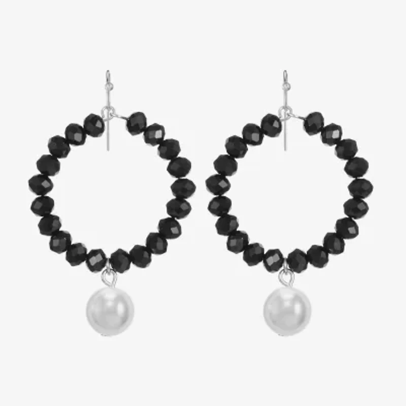 Mixit Silver Tone Womens Simulated Pearl Drop Earrings