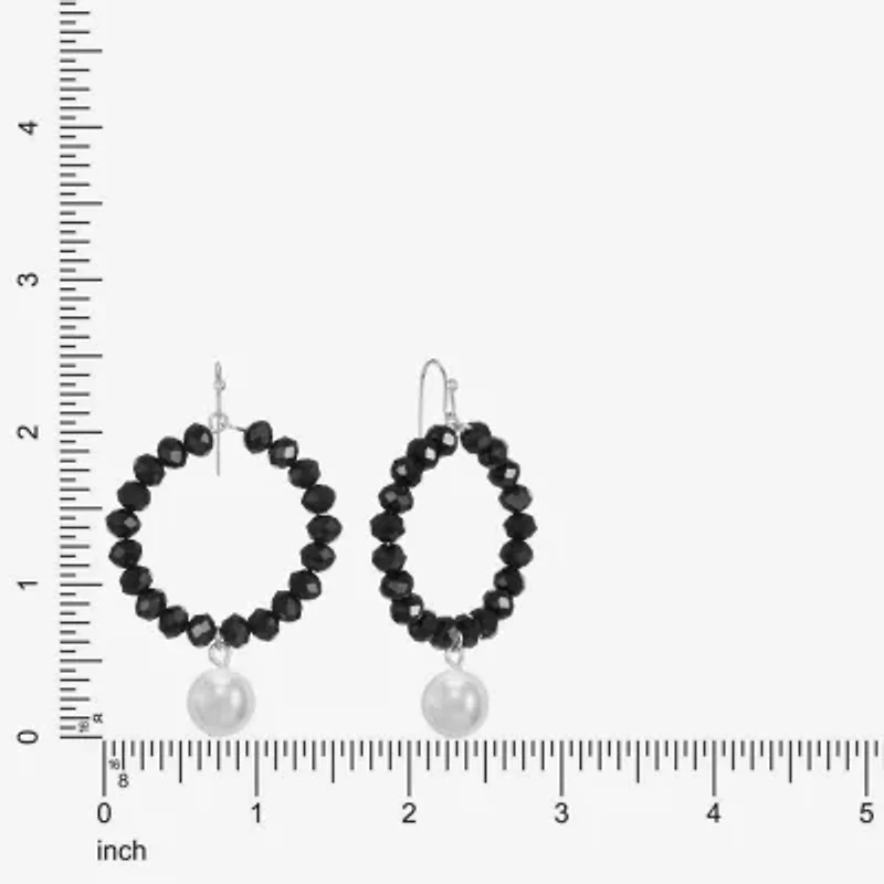 Mixit Silver Tone Womens Simulated Pearl Drop Earrings