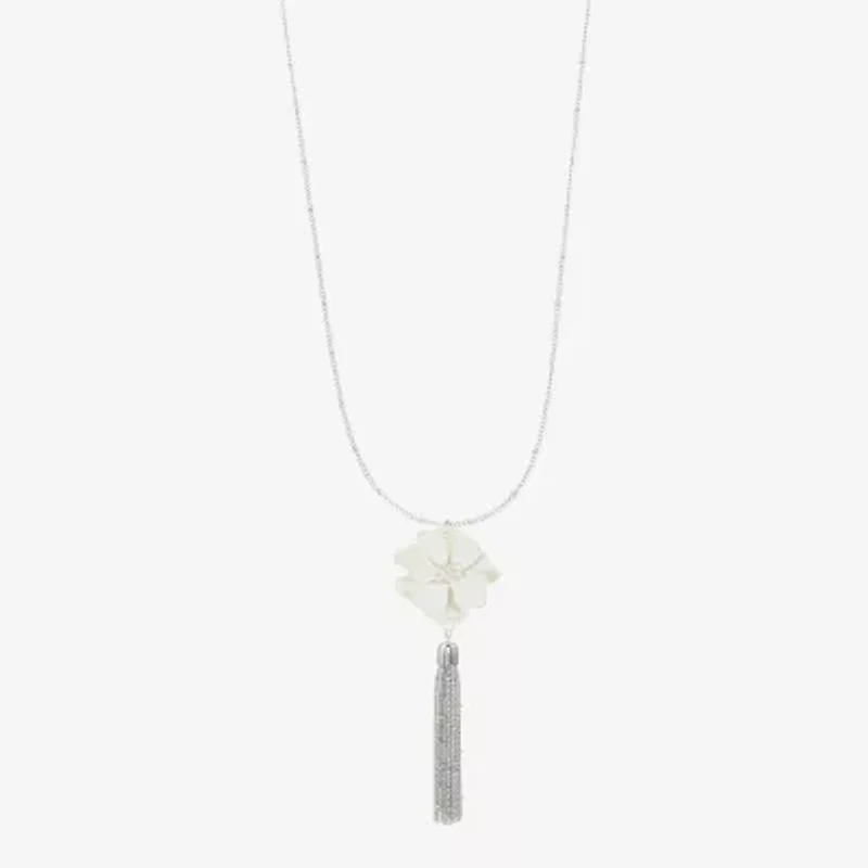 Liz Claiborne Tassel Womens Flower 32 Inch Pendant Necklace