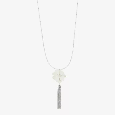 Liz Claiborne Tassel Womens Flower 32 Inch Pendant Necklace