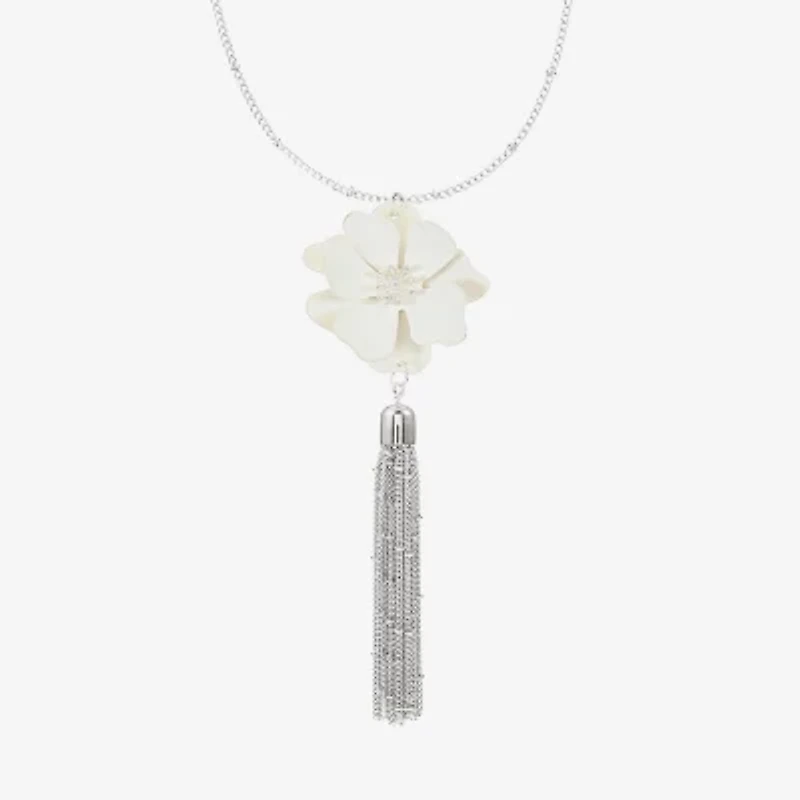 Liz Claiborne Tassel Womens Flower 32 Inch Pendant Necklace