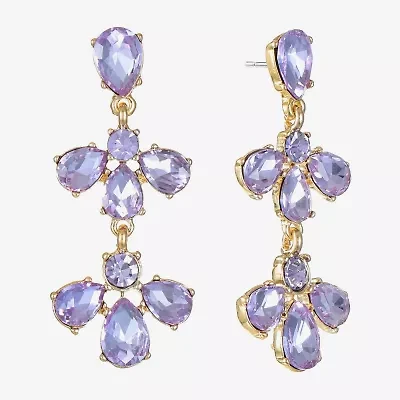 Monet Jewelry Womens Glass Flower Hypoallergenic Drop Earrings
