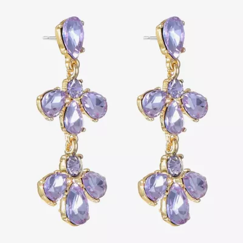 Monet Jewelry Womens Glass Flower Hypoallergenic Drop Earrings