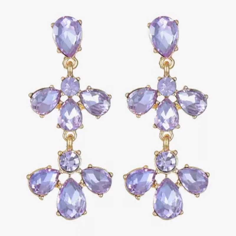 Monet Jewelry Womens Glass Flower Hypoallergenic Drop Earrings