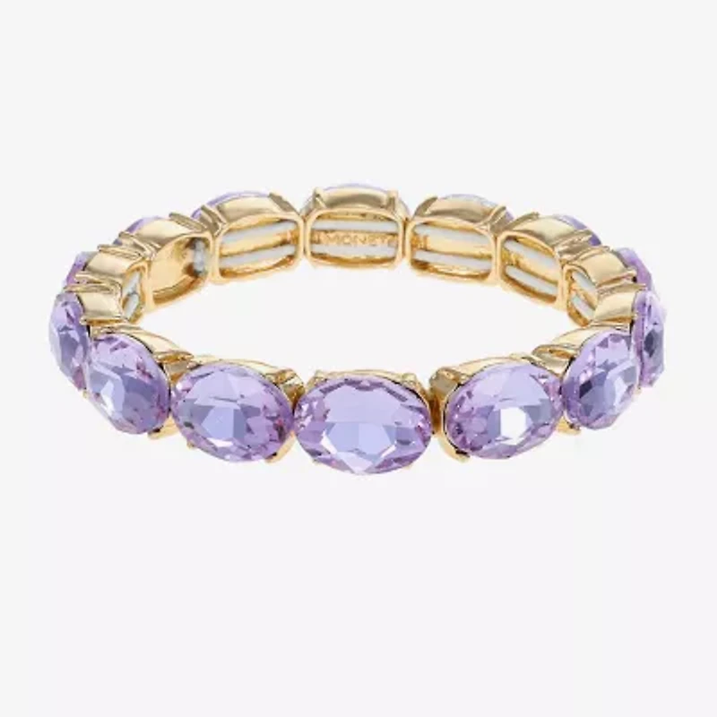 Monet Jewelry Womens Purple Glass Oval Stretch Bracelet