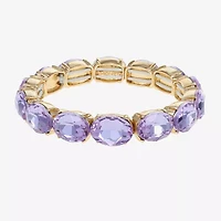 Monet Jewelry Womens Purple Glass Oval Stretch Bracelet