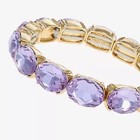 Monet Jewelry Womens Purple Glass Oval Stretch Bracelet