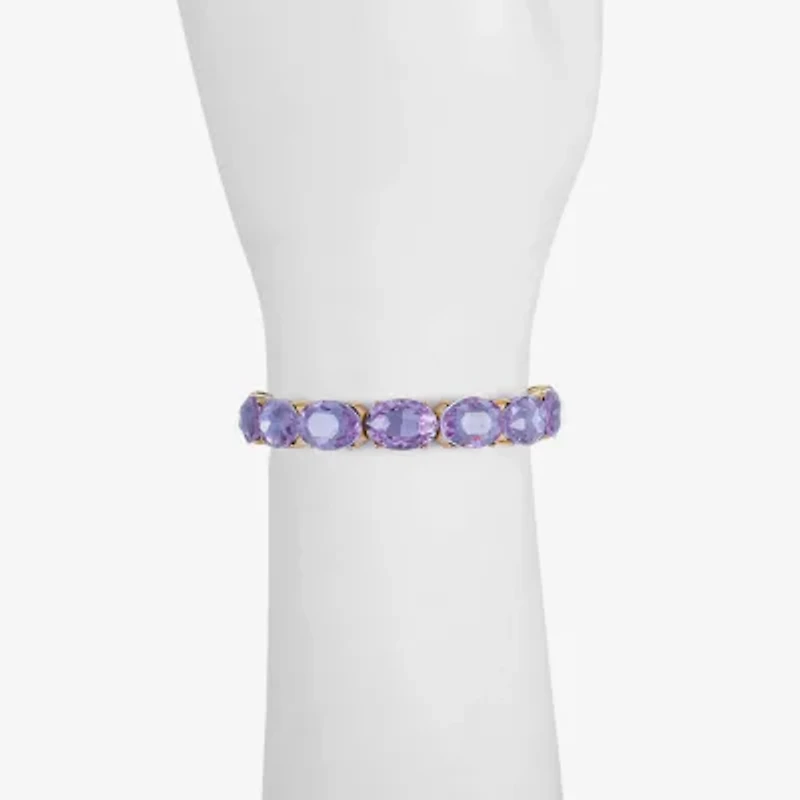 Monet Jewelry Womens Purple Glass Oval Stretch Bracelet
