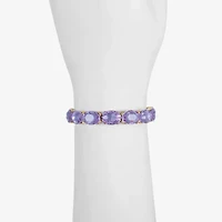 Monet Jewelry Womens Purple Glass Oval Stretch Bracelet