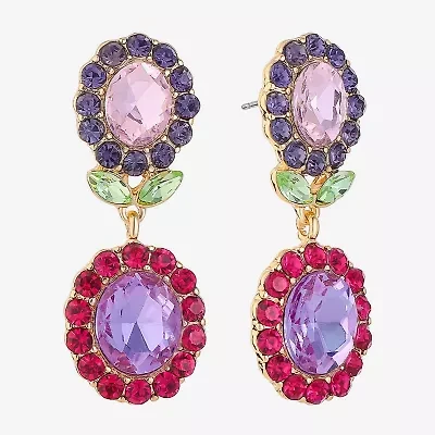 Monet Jewelry Gold Tone Womens Multi Color Glass Flower Hypoallergenic Drop Earrings