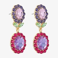 Monet Jewelry Gold Tone Womens Multi Color Glass Flower Hypoallergenic Drop Earrings