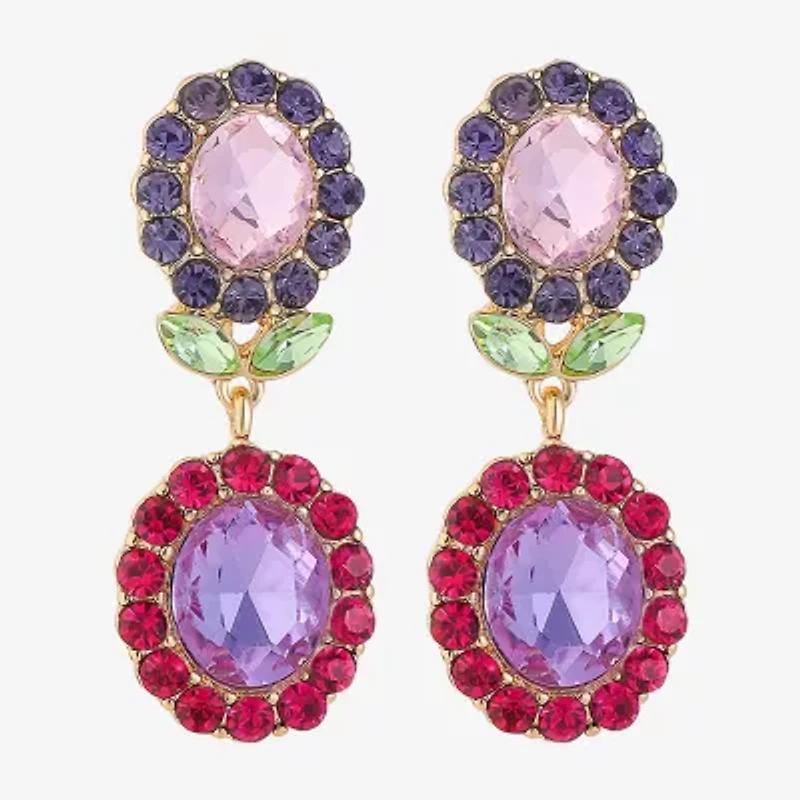 Monet Jewelry Gold Tone Womens Multi Color Glass Flower Hypoallergenic Drop Earrings