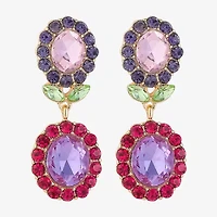 Monet Jewelry Gold Tone Womens Multi Color Glass Flower Hypoallergenic Drop Earrings