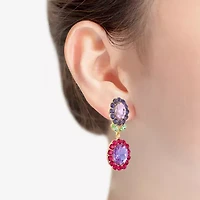 Monet Jewelry Gold Tone Womens Multi Color Glass Flower Hypoallergenic Drop Earrings