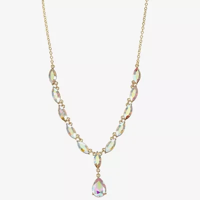 Monet Jewelry Gold Tone Womens Glass 17 Inch Y Necklace
