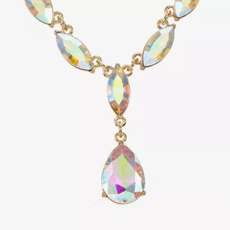 Monet Jewelry Gold Tone Womens Glass 17 Inch Y Necklace