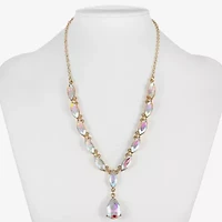 Monet Jewelry Gold Tone Womens Glass 17 Inch Y Necklace