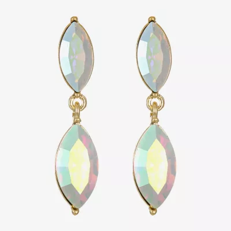 Monet Jewelry Gold Tone Womens Glass Marquise Hypoallergenic Drop Earrings