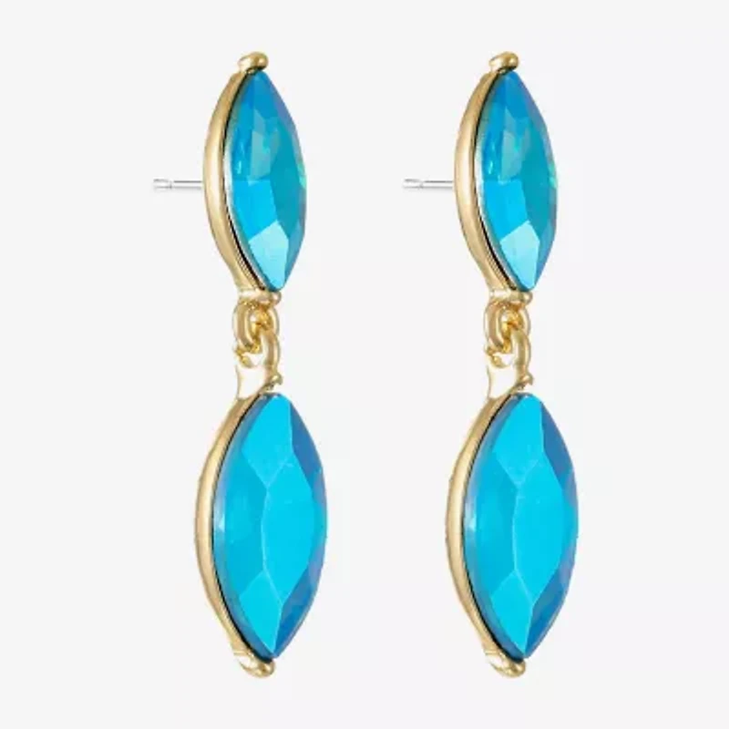 Monet Jewelry Gold Tone Womens Glass Marquise Hypoallergenic Drop Earrings