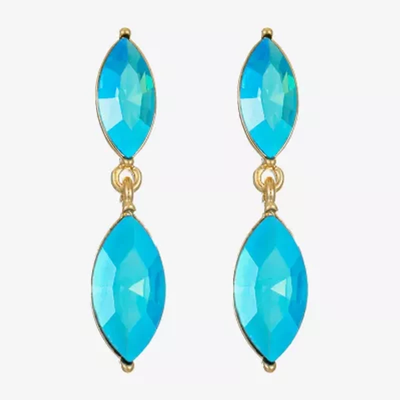 Monet Jewelry Gold Tone Womens Glass Marquise Hypoallergenic Drop Earrings