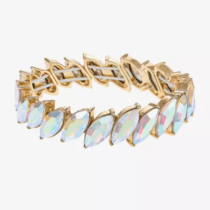 Monet Jewelry Gold Tone Womens Glass Marquise Stretch Bracelet