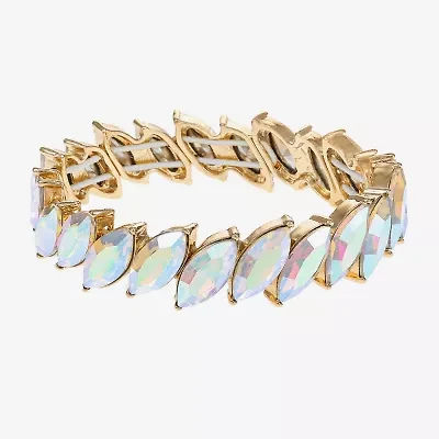 Monet Jewelry Gold Tone Womens Glass Marquise Stretch Bracelet