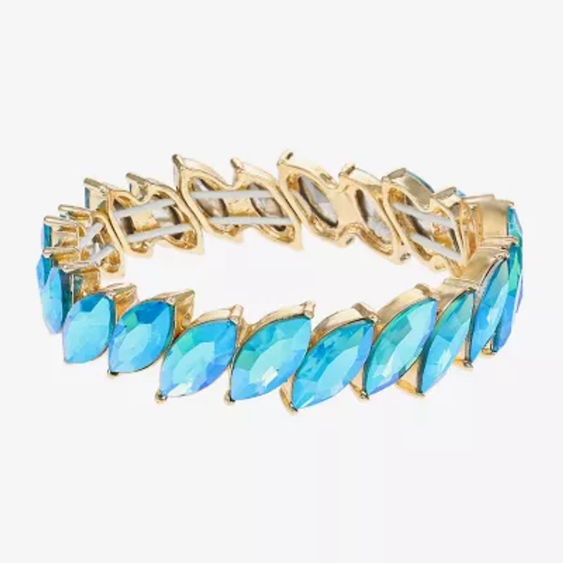 Monet Jewelry Gold Tone Womens Glass Marquise Stretch Bracelet