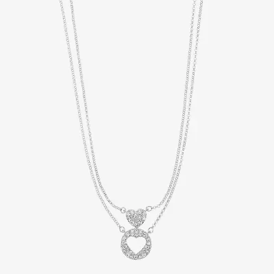 Liz Claiborne Womens Glass Heart 2-pc. Necklace Set
