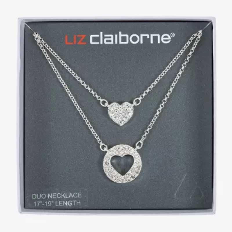 Liz Claiborne Womens Glass Heart 2-pc. Necklace Set