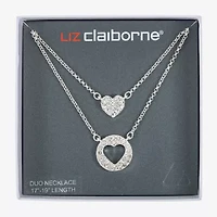 Liz Claiborne Womens Glass Heart 2-pc. Necklace Set