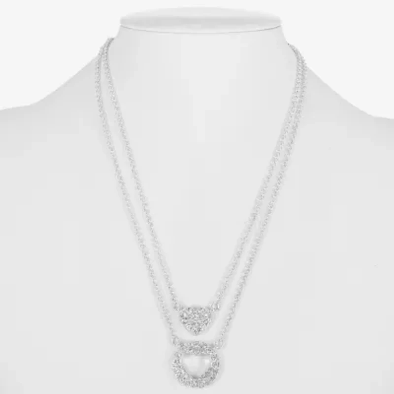 Liz Claiborne Womens Glass Heart 2-pc. Necklace Set