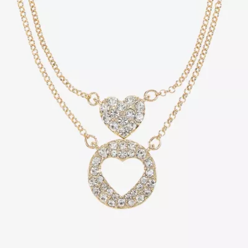 Liz Claiborne Womens Glass Heart 2-pc. Necklace Set